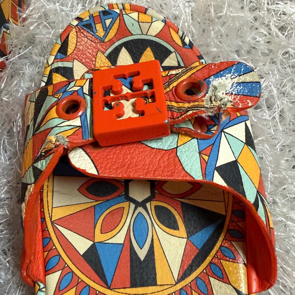 Tory Burch Multicolor Geometric Slide Sandals - Picture 4 of 10